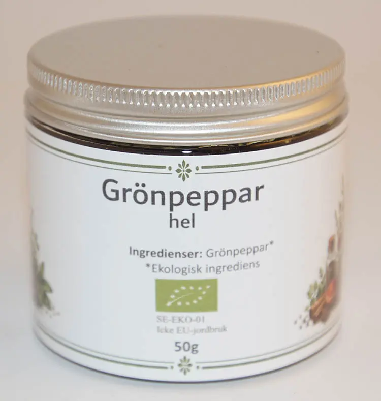 Grönpeppar hel EKO fp i PET-burk 50g