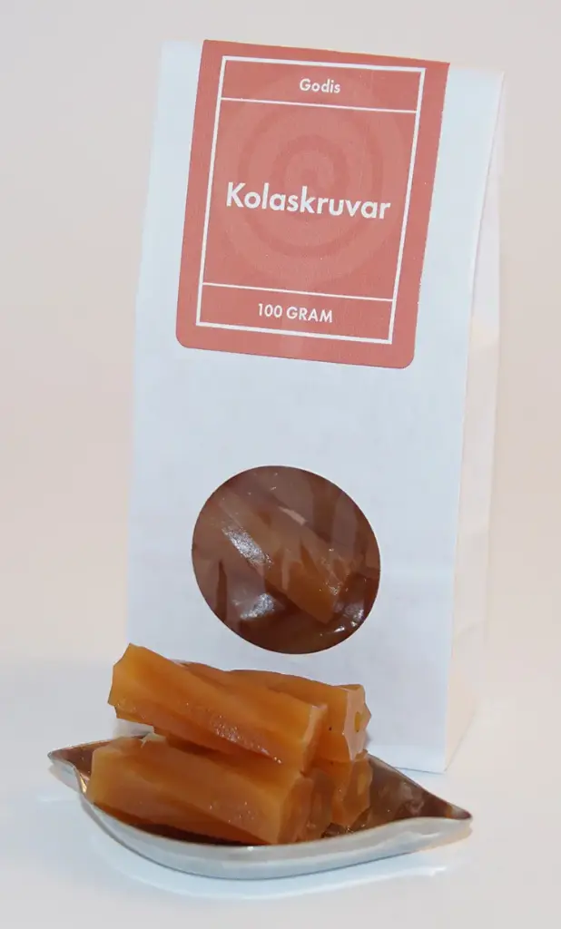 Kolaskruvar TOMS vit påse med fönster 100g