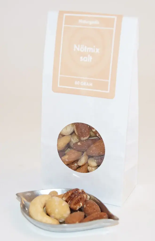 Nötmix saltad vit påse med fönster 80g