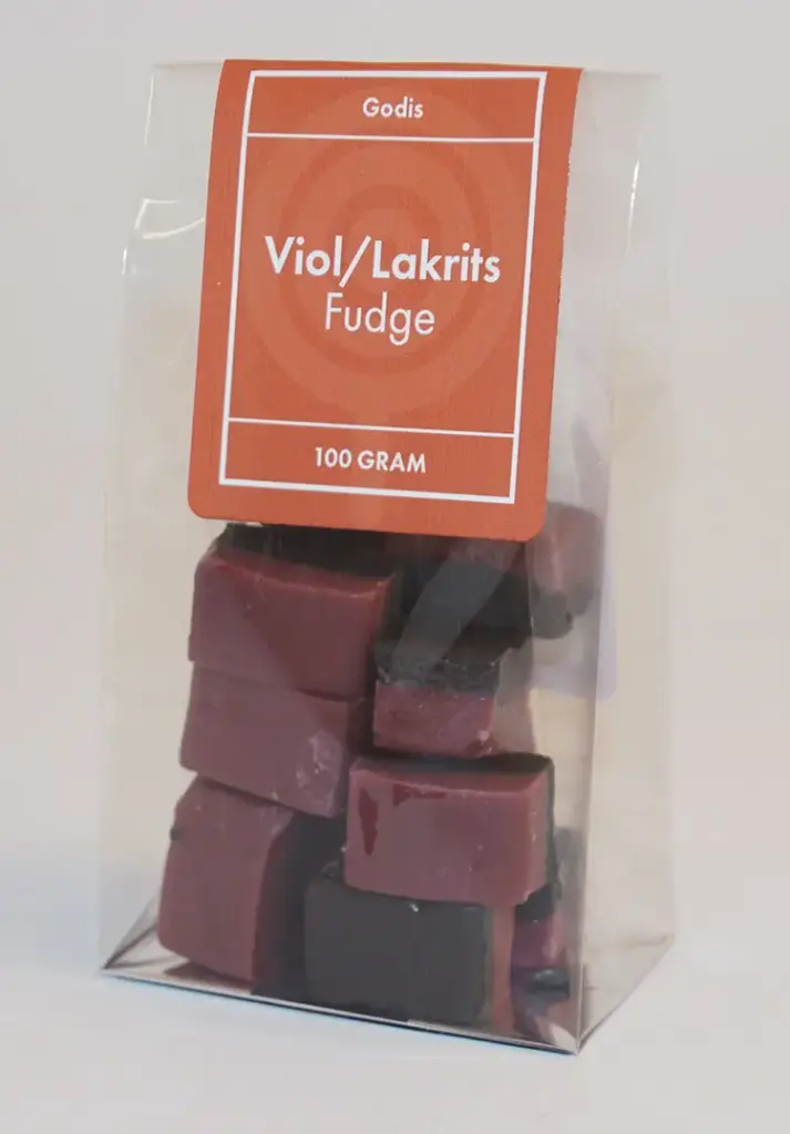 Violet/liquorice fudge Kolafabriken stand-up pouch 100g