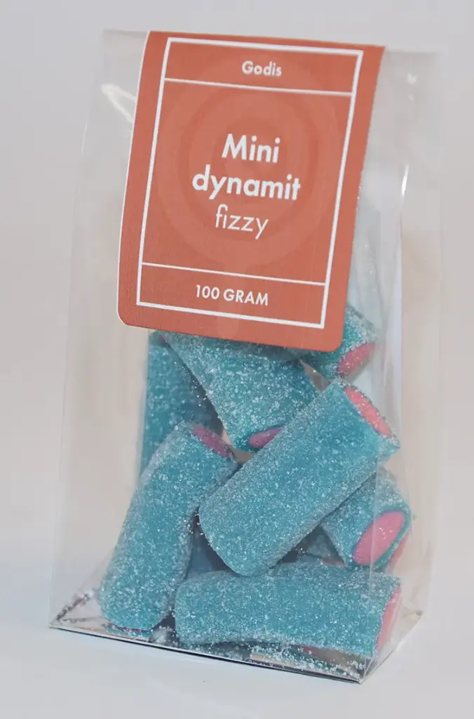 Minidynamite Sour Fizzy packed in stand-up pouch 100g