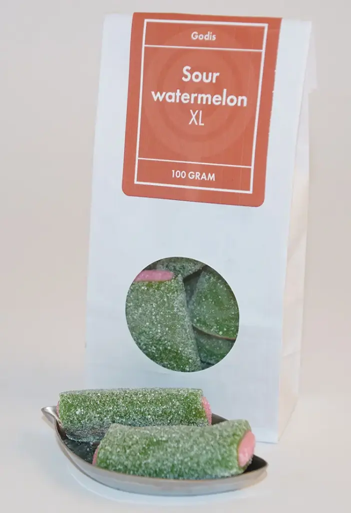 Sour Watermelon XL white bag with window 100g