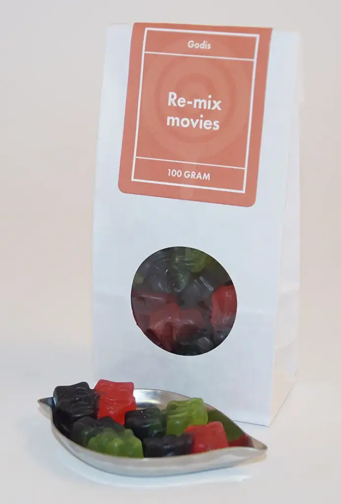Re-mix movies white bag with window 100g