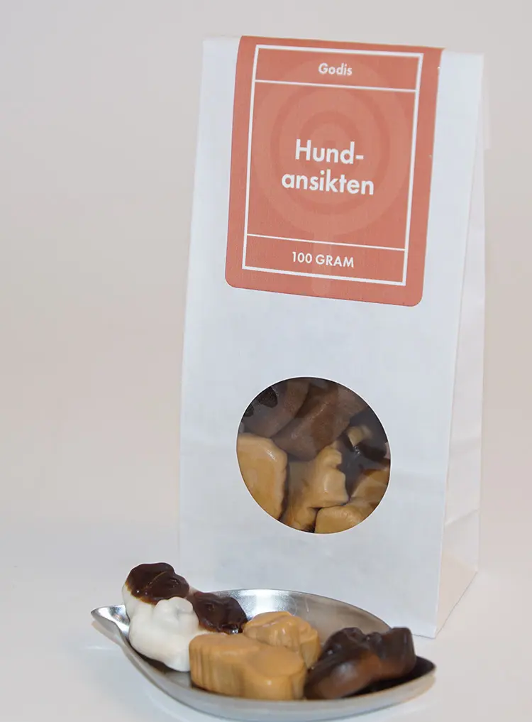 Dog faces white bag with window 100g