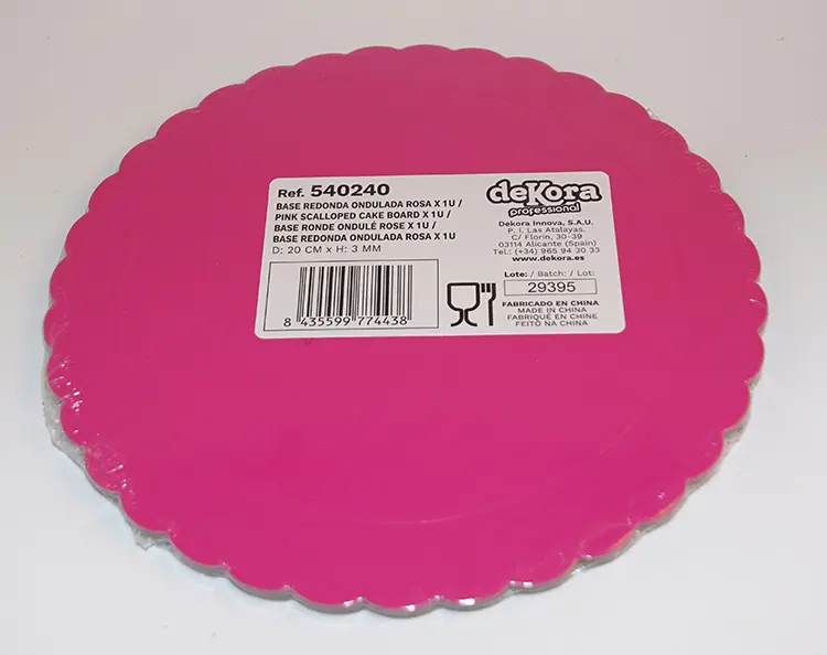 Vågigt tårtfat 200mmx3mm Rosa