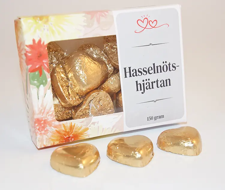 Hasselnötshjärtan GULD 150g i ask B