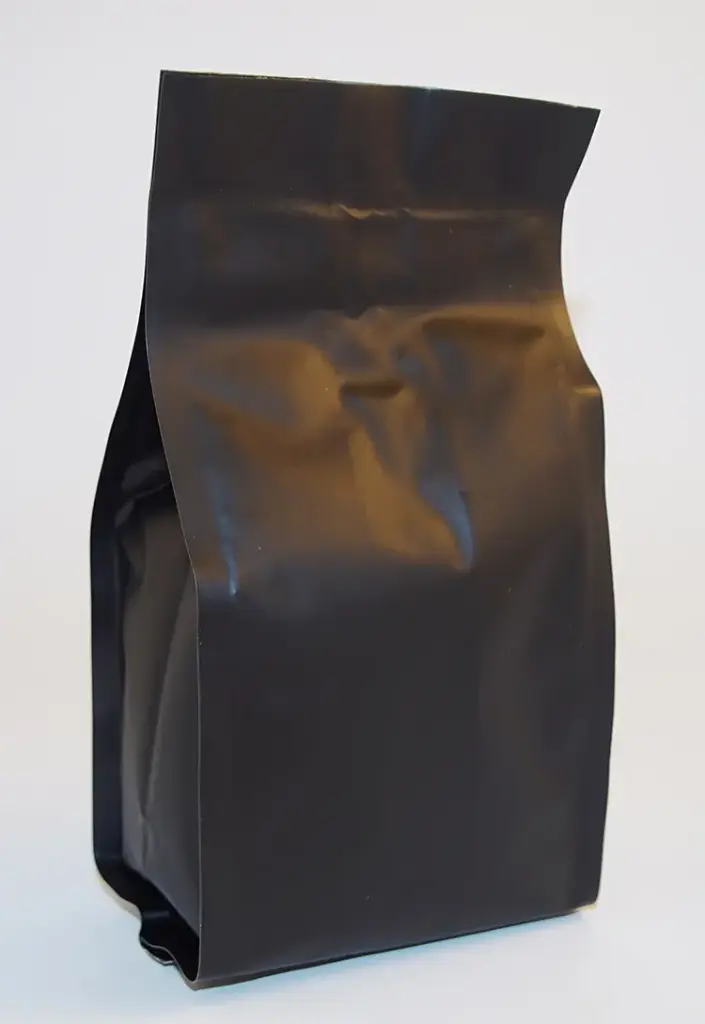 250g coffee bag with valve black matt 22.5x80x100mm