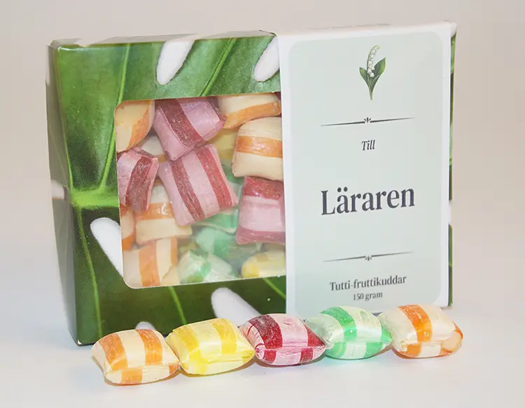 Till läraren - Tutti-fruttikuddar 150g i ask D