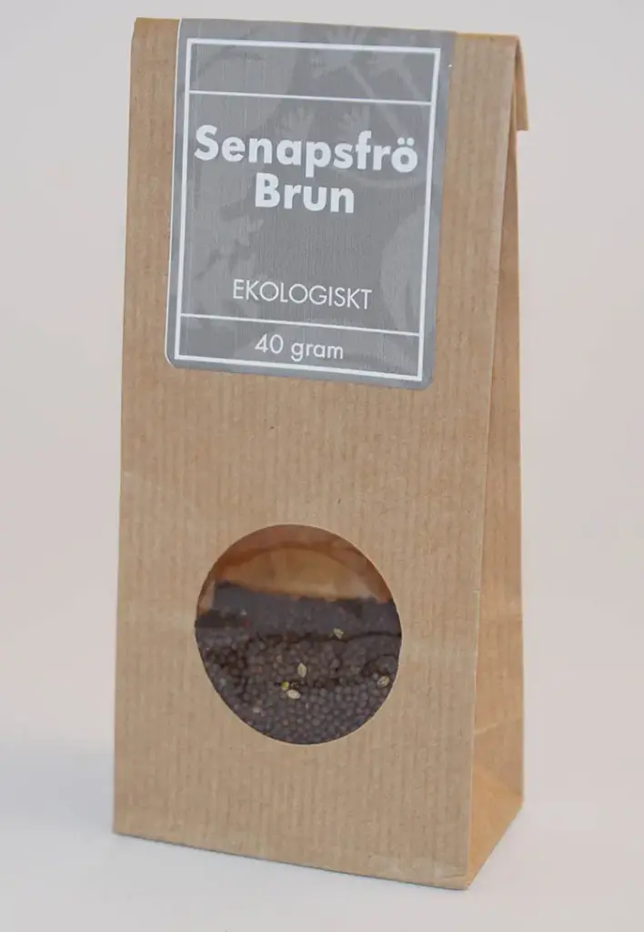 Senapsfrö hel brun EKO 70g påse med fönster