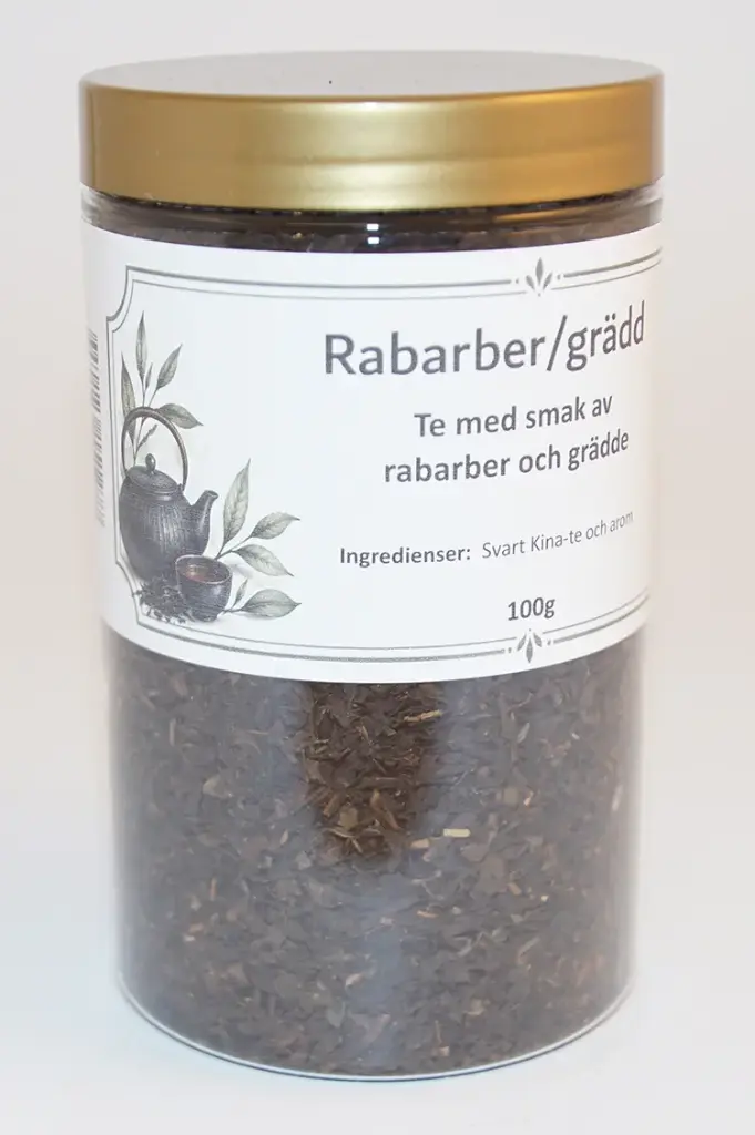 Rabarber/grädd svart te fp i PET-burk 100g