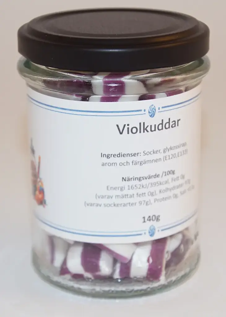 Violet cushions in glass jar 140g