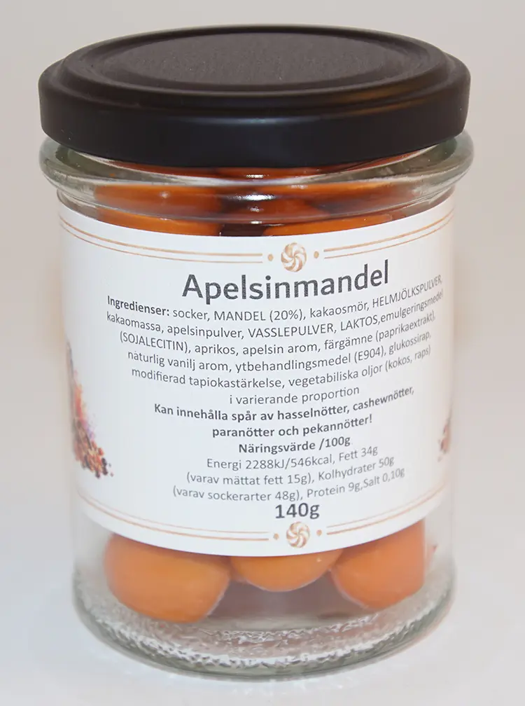 Apelsinmandel i glasburk 140g