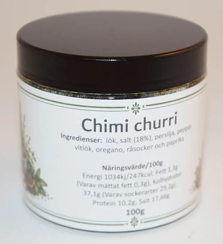 Chimi Churri i petburk med svart lock 100g