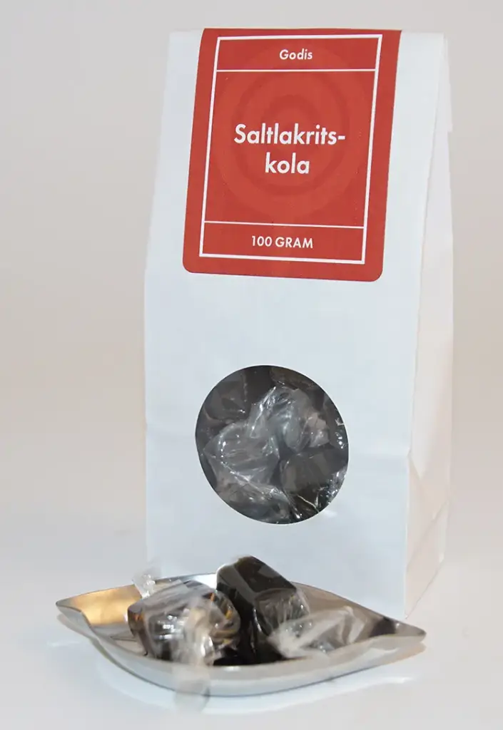 Salted liquorice school kolafabriken white bag with window 100g