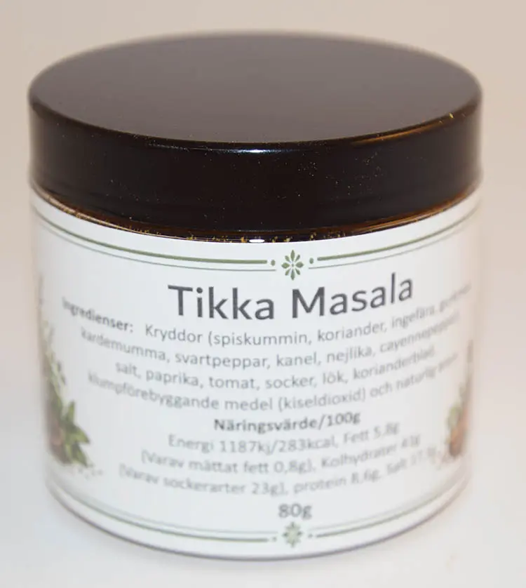 Tikka Masala i PET-burk med svart lock 80g
