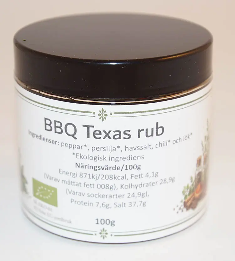 BBQ Txas Rub EKO i PET-burk svart lock 100g