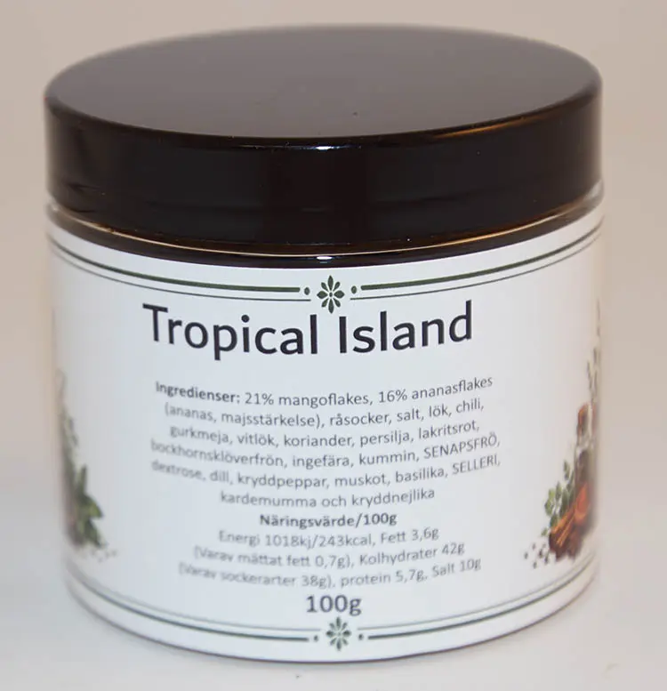 Tropical Island i petburk med svartlock 100g