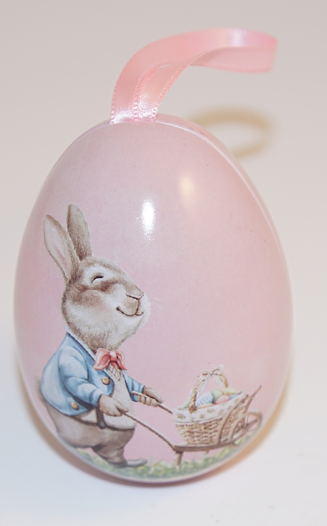 Påskägg Rosa med hare och band