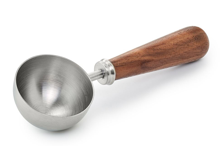 Tea and coffee measuring spoon silver 140mm wooden handle
