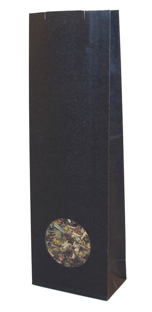 100g black bag with round window 40x70x215mm