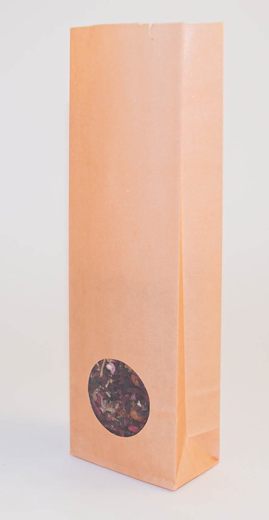 100g Aprikos matt påse med runt fönster 40x70x215mm