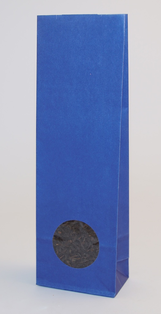 100g Klarblå matt påse med runt fönster 40x70x215mm