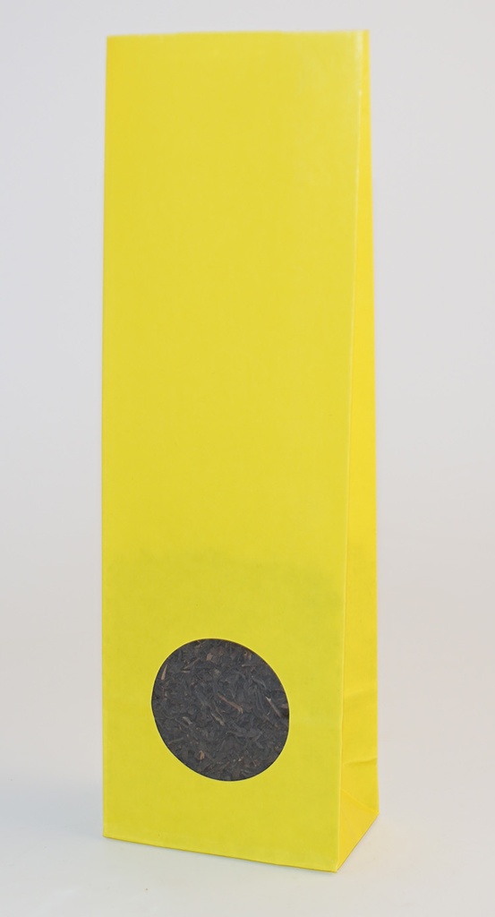 100g Gul matt påse med runt fönster 40x70x215mm