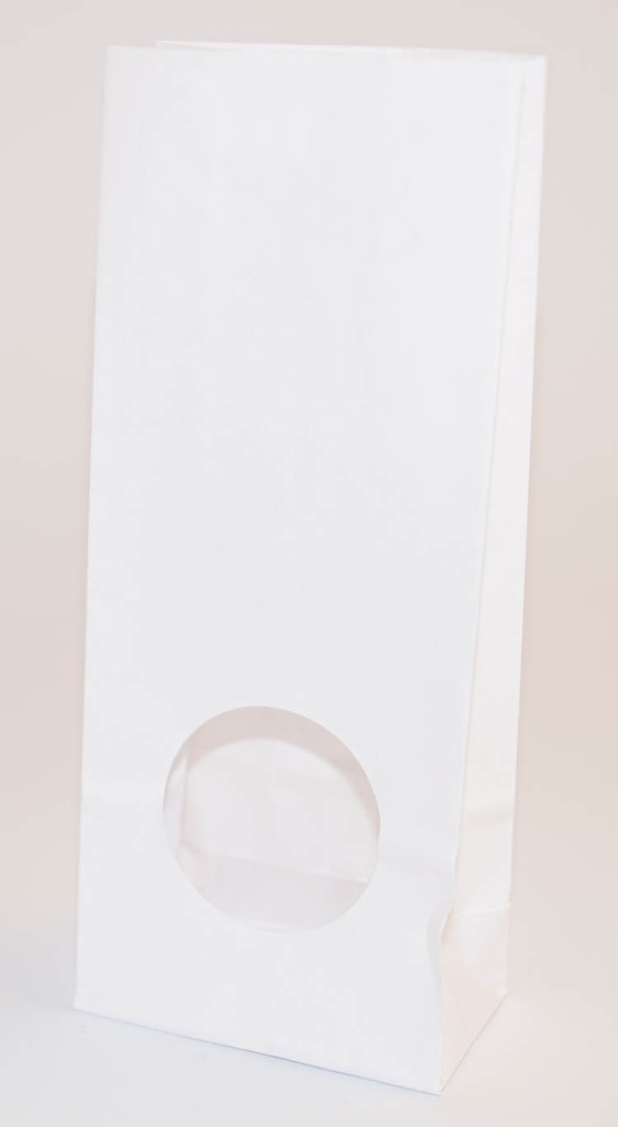 White bag with round window 40x70x160mm