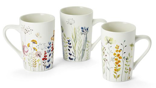 Mug flowers 3 patterns sorted 3dl