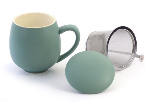 Mugg petrol matt med insatssil och lock