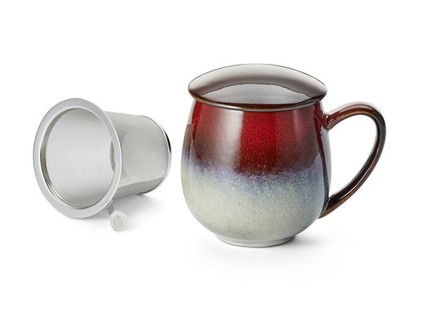Mugg dark red glaserad med insatssil 0,35lit