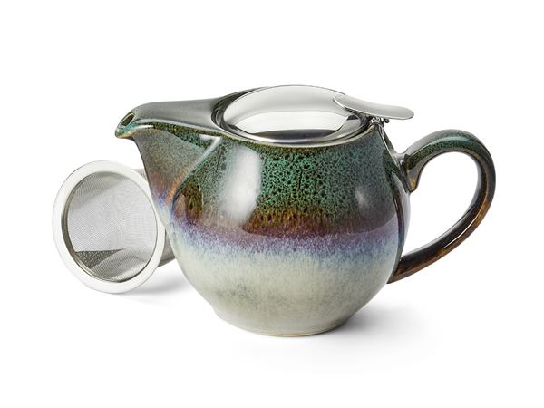 Teapot dark green glazed with insert strainer 0.5 liter