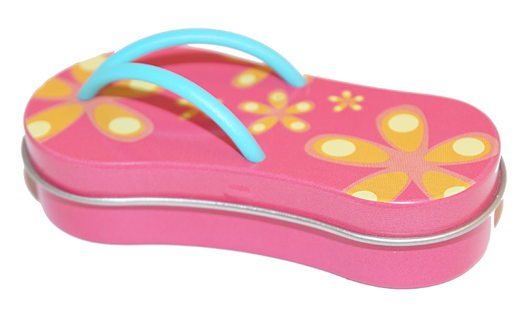 Flip Flop pink tin can with string