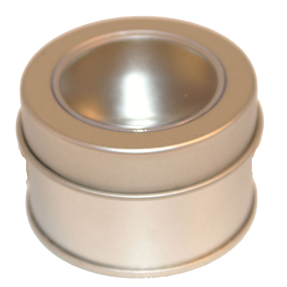 Round silver jar with window 50x30mm