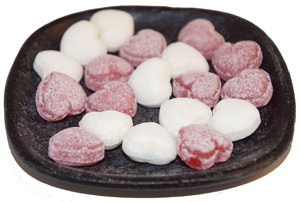 Hearts white/red herbal candies bulk 1kg
