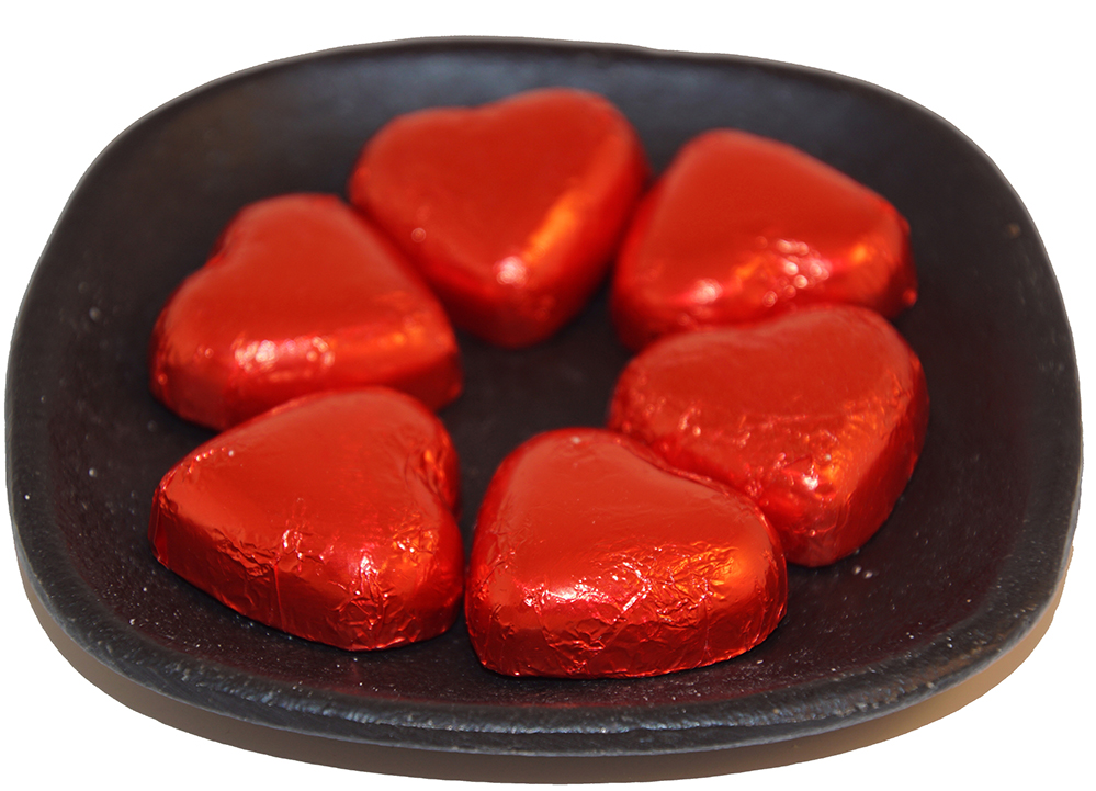 Hazelnut hearts red paper bulk 1kg