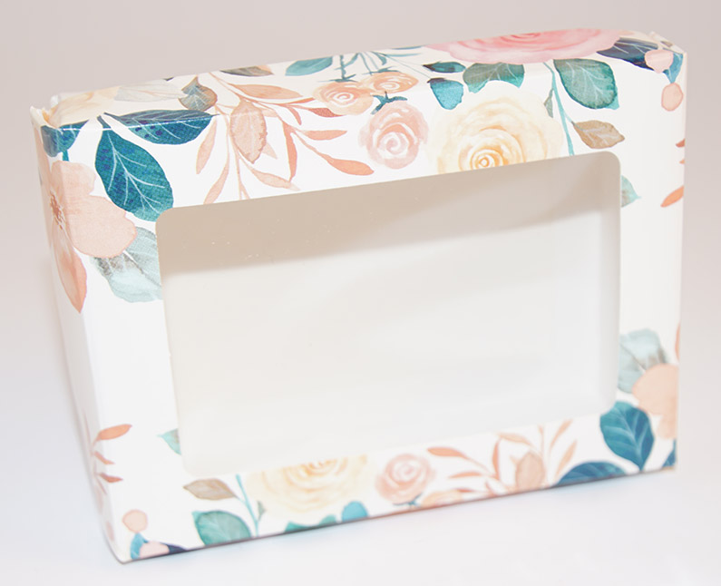 White box with window and PRINTED lid 112x82x32mm A