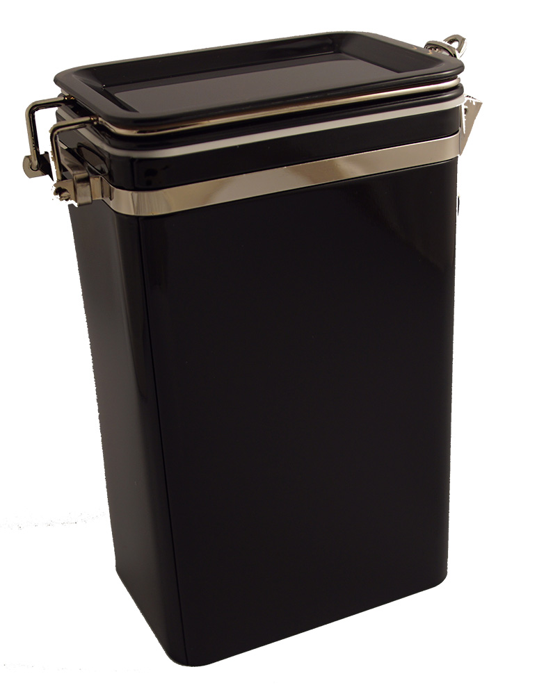 Coffee jar black with window in the lid