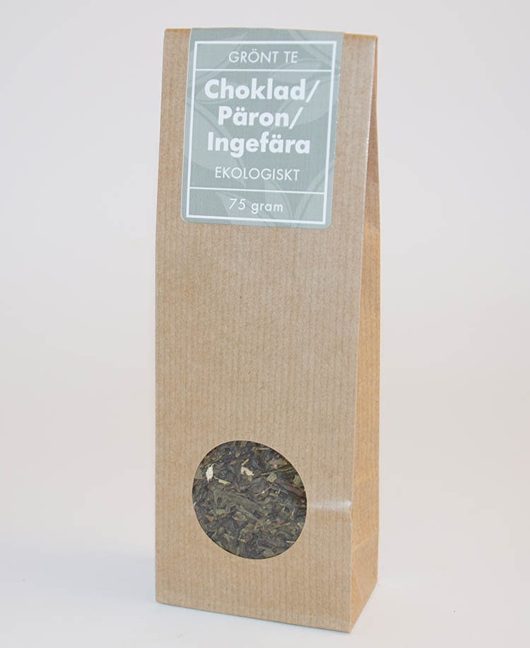 Chocolate/pear/ginger ORGANIC green tea pack 75g