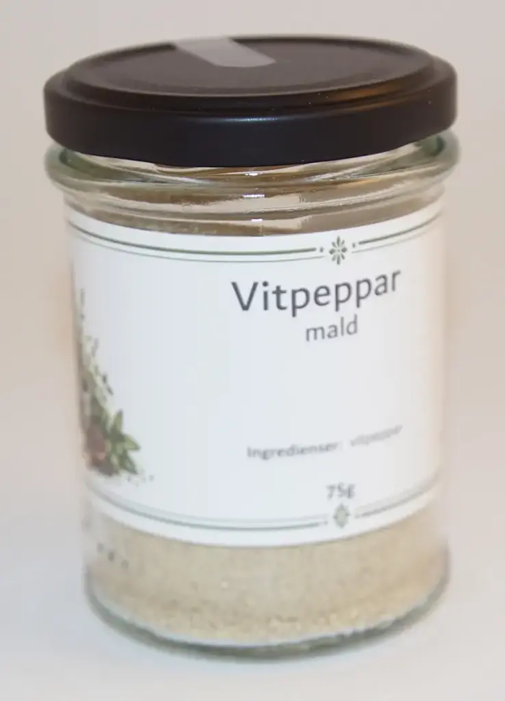Vitpeppar mald 75g i glasburk