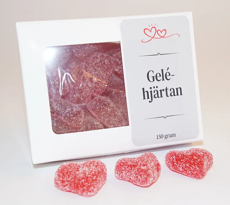 Jelly hearts 150g in white box C