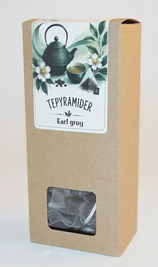 Pyramidte Earl grey svart i kartong