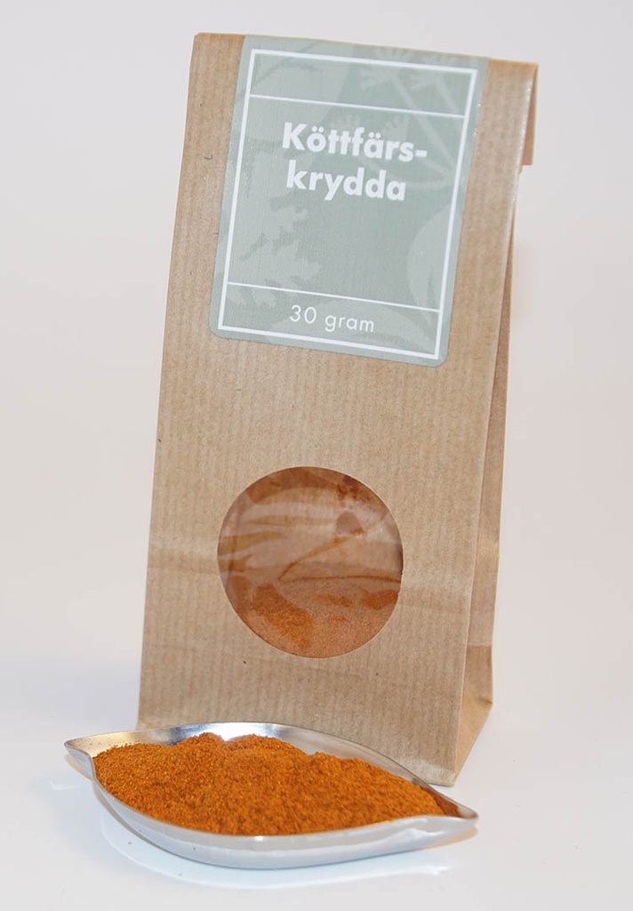 Köttfärskrydda brun påse med fönster 30g