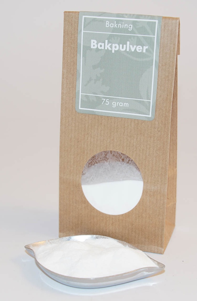 Baking powder brown bag with window 75g