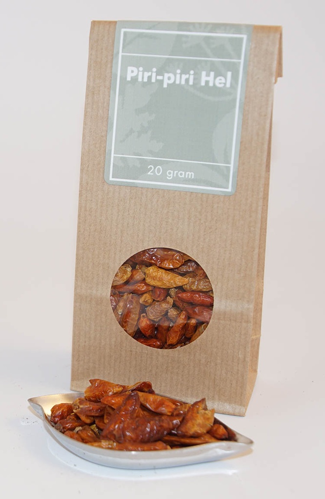 Piri-piri hel brun påse med fönster 20g