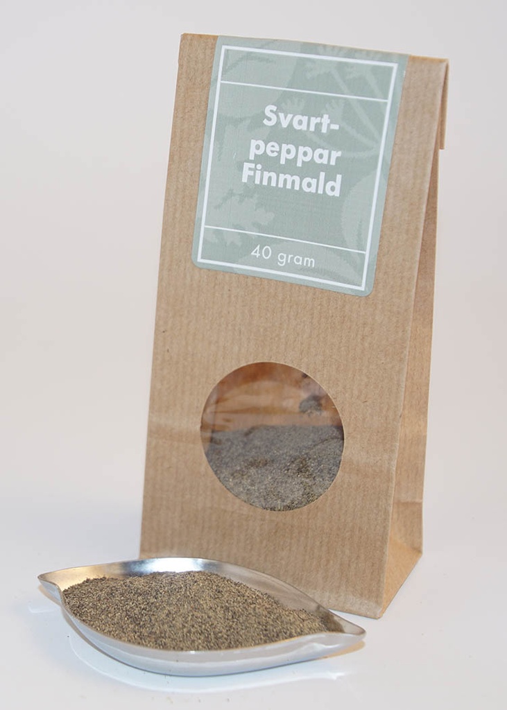Svartpeppar mald brun påse med fönster 40g