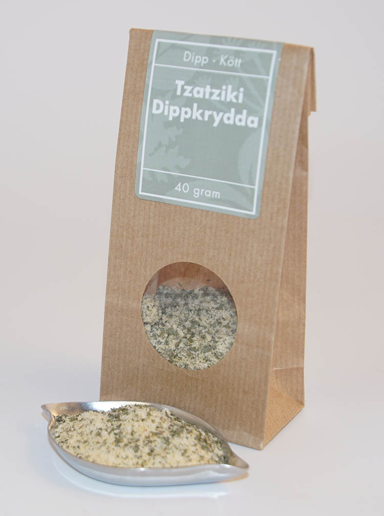 Tzatziki dipkrydda brun påse med fönster 40g