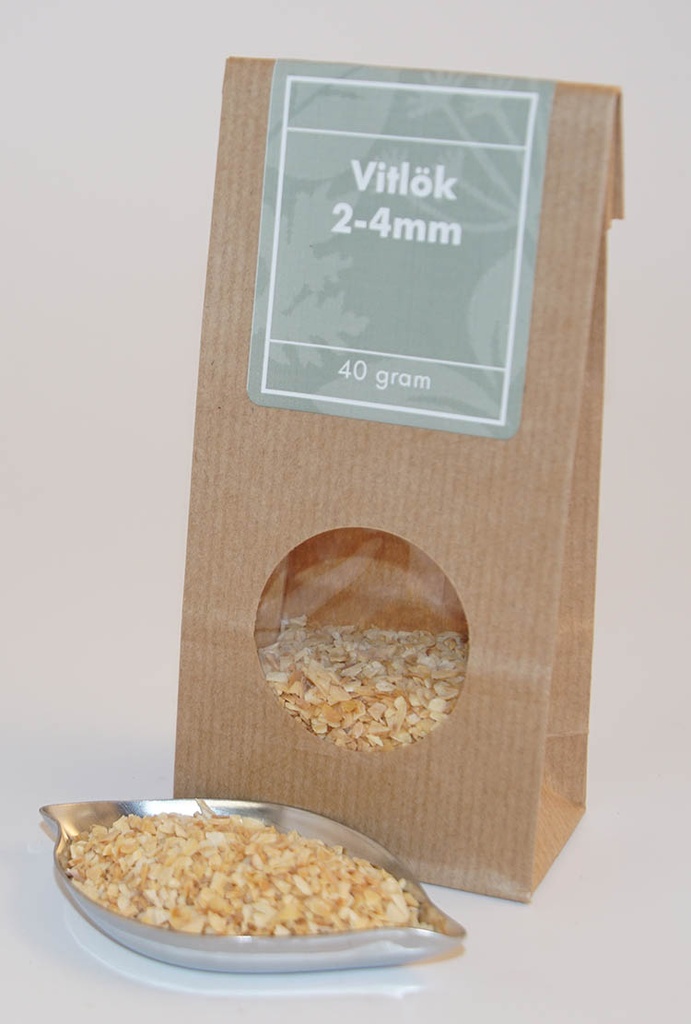 Vitlök 2-4 mm brun påse fönster 40g