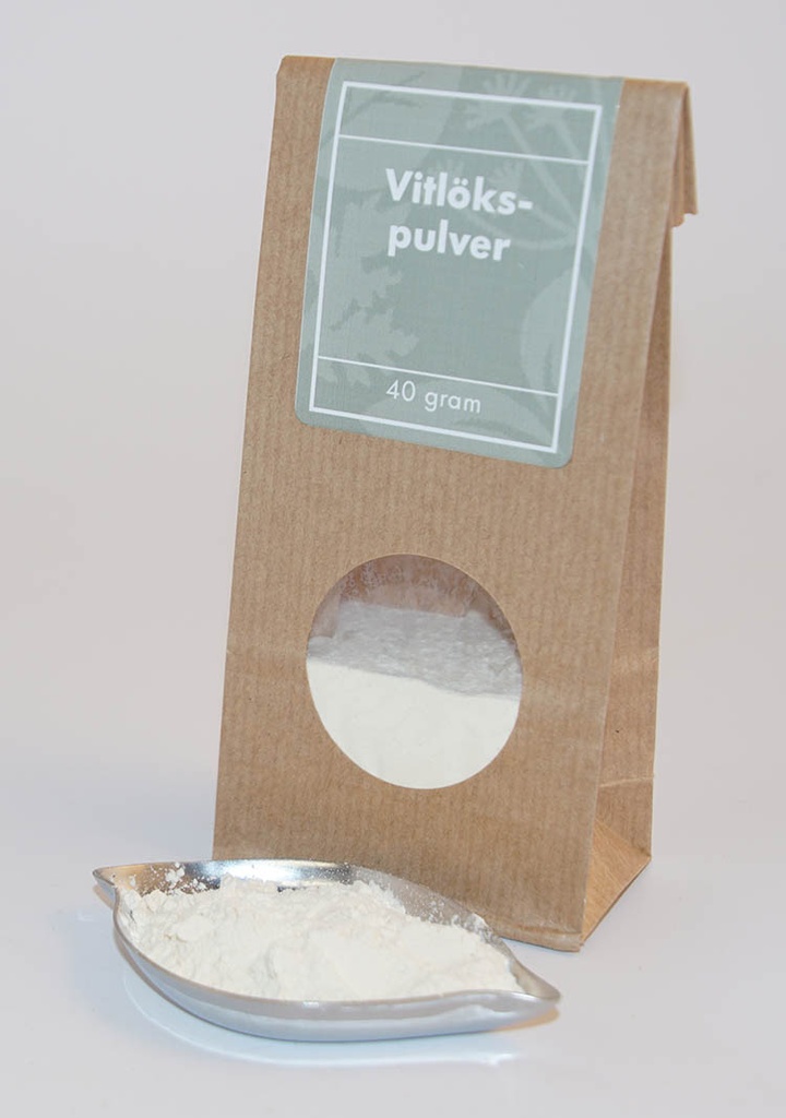 Vitlökspulver mald brun påse fönster 40g