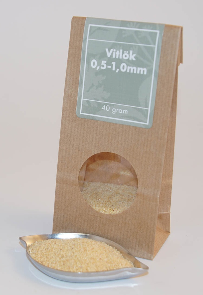 Vitlök 0,5-1,0 mm brun påse fönster 40g